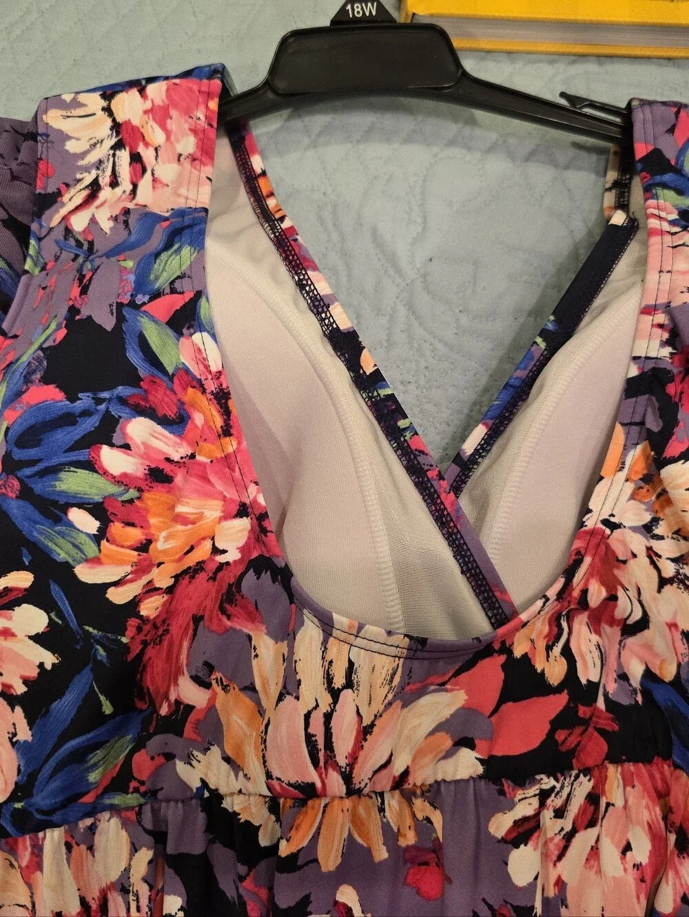 Coco Reef Floral One-Piece Swimdress in Navy, Purple, Pink, Peach - Picture 7 of 10